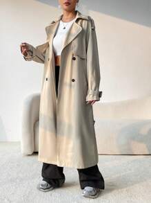 SHEIN x Carly Lawrence SHEIN EZwear Double Breasted Belted Trench Coat