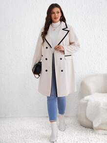 SHEIN Clasi 大碼呢子服裝 - 杏色 - 查看 4