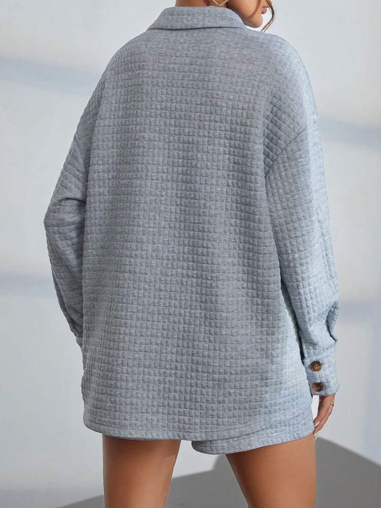 Drop Shoulder Pocket Patched Coat & Shorts