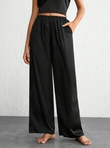 Ocili 純色寬褲 - 黑色 - 查看 4