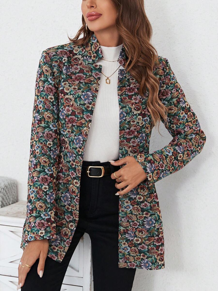 SHEIN Clasi Vải in hoa Mở Mặt trước áo - Nhiều màu - Xem 1