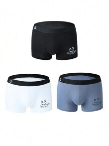 Men's Letter & Face Print Boxer Briefs (3pcs/pack) - Multicolor - View 4