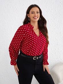 SHEIN Clasi 隨機波點大碼襯衫 - 紅色 - 查看 5