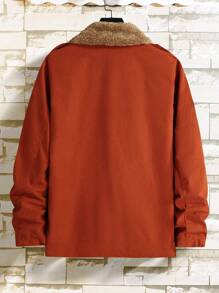 Manfinity Homme Men Zip Up Plush Lined Jacket Without Tee - Rust Brown - View 2