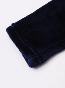 Young Boy Solid Hooded Belted Flannel Robe