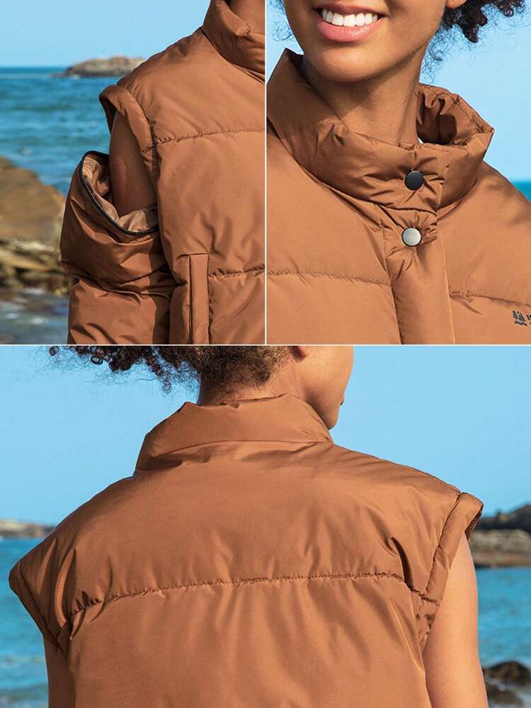 Letter Graphic Zip Up Crop Padded Coat