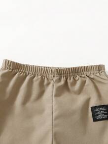 男嬰3入組字母補丁細節衛褲 - 紅色 - 查看 4