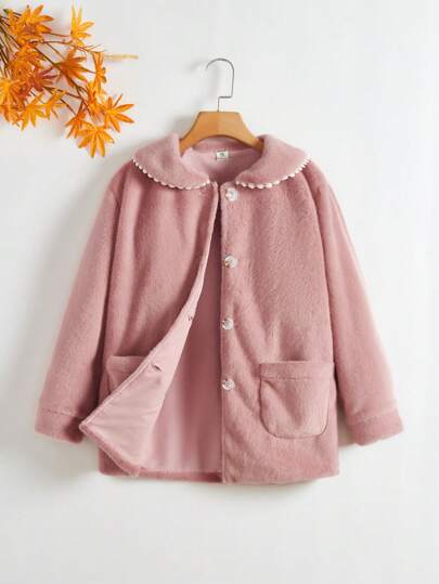 SHEIN Áo khoác có cổ Peter Pan của Tween Girls