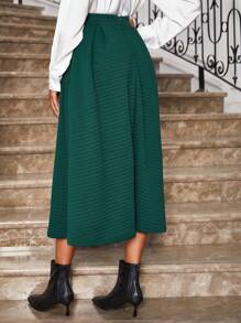 SHEIN Clasi Solid High Waist Skirt Without Belt - Green - View 2