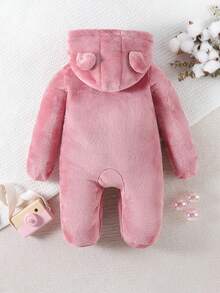 SHEIN Em bé Cô gái áo có mũ Nhiệt Romper - Màu Hồng  Dưa hấu - Xem 2