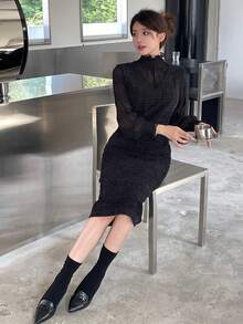 Dazy Star Đã vá Túi Váy ba lỗ Không có áo sơ mi - màu đen - Xem 4