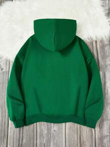 Áo nỉ tay trễ vai in chữ dành cho nữ tuổi teen - màu xanh lá - Xem 2