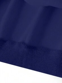 SHEIN Essnce 女士休闲字母印花落肩卫衣，适合毕业季、返校季、教师节等场合，秋季返校套头衫 - 藏蓝色 - 查看 3