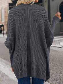 SHEIN Essnce Batwing Sleeve Casual Design Cardigan - Dark Grey - View 2