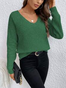 SHEIN LUNE Sudadera De Manga Raglán Para Mujeres - Verde Oscuro - Ver 4