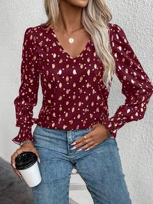 SHEIN Clasi 女士襯衫 - 酒紅色 - 查看 3