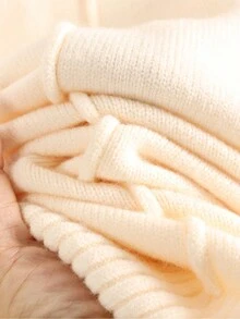 Women's High Neck Drop Shoulder Sweater - Apricot - View 4