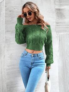 SHEIN Essnce 套頭毛衣 - 綠色 - 查看 6