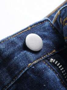 Jeans Lavados A La Lejía Rasgados Y Deshilachados Para Adolescentes - Azul lavado medio - Ver 8