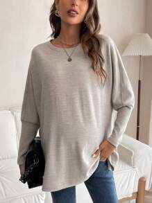 SHEIN Maternity Batwing Sleeve T-shirt - Khaki - View 5