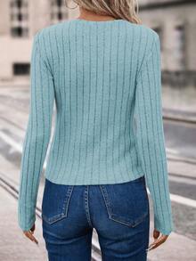 SHEIN LUNE Solid Color Women's T-shirt - Baby Blue - View 2