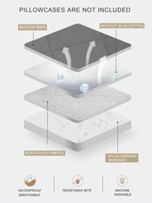 1片刷毛布料花紋防水床墊保護套 - 深灰色 - 查看 5