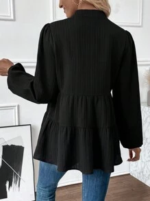 EMERY ROSE Ruffled Hem Shirt/blouse - Black - View 2