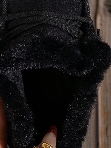 Women's Casual Sports Shoes, New Style Ladies' Flat Shoes, Winter Warm Fur Shoes, Lightweight Fashionable Lace-up Women's Shoes - Black - View 2