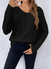 SHEIN Frenchy Women's Long Sleeve Top With Back Hollow Out Design