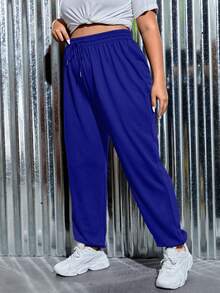 SHEIN EZwear 大碼工作褲 - 藍色 - 查看 5