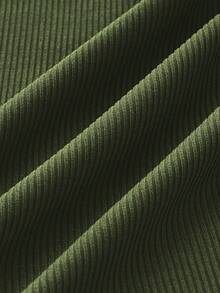 ROMWE Fairycore Camiseta crop unicolor fruncido delantero - Verde militar - Ver 3