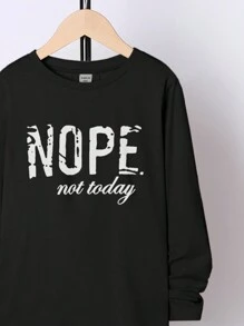 SHEIN Cậu bé Tween Đồ họa Khẩu hiệu Áo thun - màu đen - Xem 5