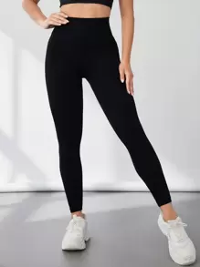 Easithlete Easithlete 宽腰带运动紧身裤健身紧身裤瑜伽女裤 - 黑色 - 查看 6