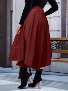 SHEIN Clasi Chấm bi In Mặt trước Buộc Váy - Đỏ - Xem 2