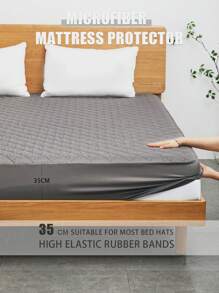 1片刷毛布料花紋防水床墊保護套 - 深灰色 - 查看 4