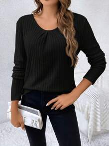 SHEIN Frenchy Women's Long Sleeve Top With Back Hollow Out Design