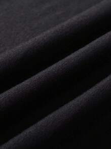 ROMWE MEN Street Life 男士字母圖案腰部抽繩衛褲 - 黑色 - 查看 3