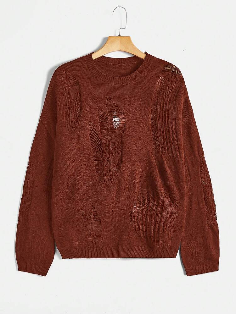 Plus Ripped Drop Shoulder Sweater