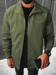 Manfinity Homme Nam Dây kéo Áo khoác - xanh quân đội - Xem 1