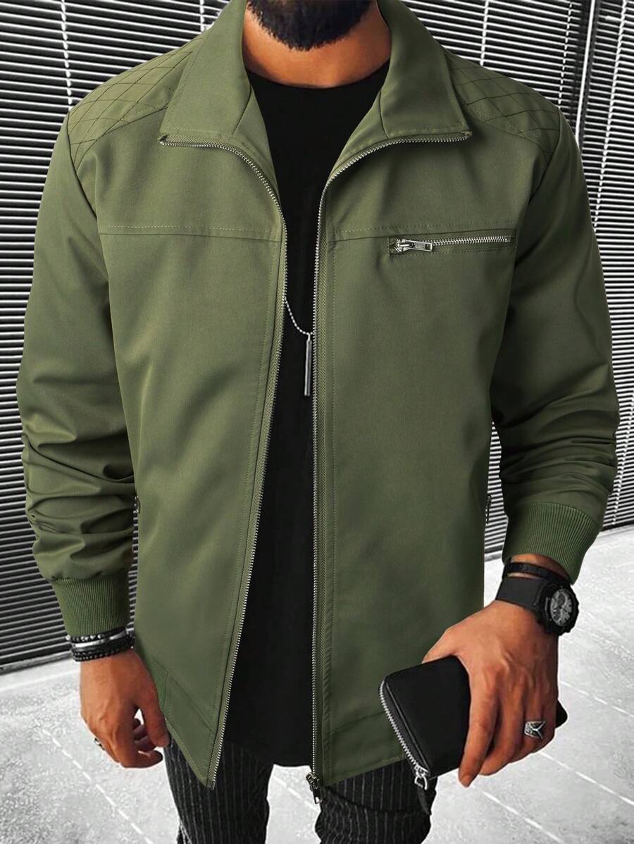 Manfinity Homme Nam Dây kéo Áo khoác - xanh quân đội - Xem 1