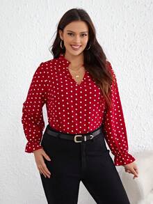 SHEIN Clasi 隨機波點大碼襯衫 - 紅色 - 查看 6