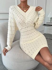 SHEIN LUNE 女士毛衣連衣裙 - 杏色 - 查看 6