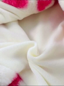 SHEIN 女小童愛心圖案絨毛外套 - 白色 - 查看 5