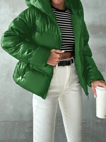 EURMUSE Women'S Hooded Padded Jacket - Green - View 4