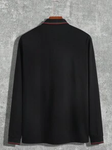 Manfinity Homme 男士純色polo衫 - 黑色 - 查看 2