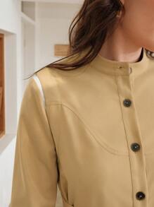 Anewsta Women's Trench Coat With Front Button Closure And Waist Belt