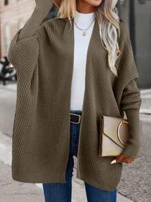 SHEIN Essnce Cárdigan informal de diseño con mangas tipo murciélago - Marrón Mocha - Ver 6