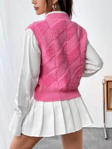 SHEIN Qutie Chaleco Suéter Casual Para Mujer - Rosa - Ver 2