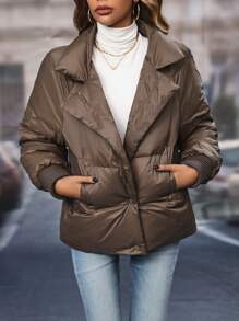 SHEIN LUNE 羽絨外套 - 咖啡棕 - 查看 1