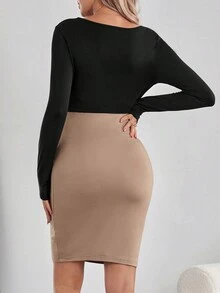 SHEIN Thai sản Màu thuần Phong cách Đơn giản Đầm - Nhiều màu - Xem 2